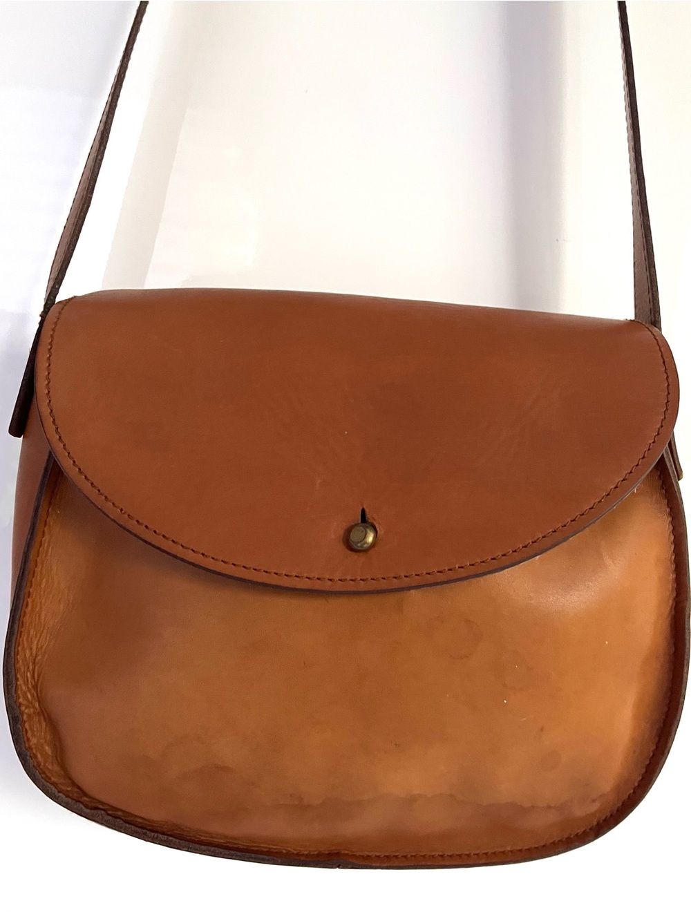 Vintage Leather Saddle Flap Bag